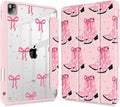 May Chen for iPad Pro 11 inch M2 4th Generation 2022 iPad Pro 11 3rd/2nd/1st Gen Built-in Pencil Holder with Shockproof Cover Clear Transparent Back Shell Auto Wake/Sleep Pink Boots Bows