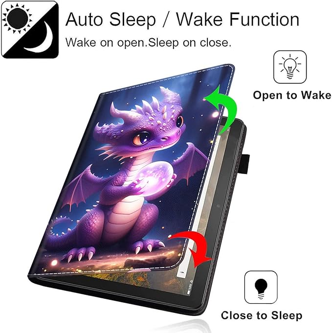 Case for All-New Amazon Kindle Fire HD 10 and Fire HD 10 Plus Tablet (13th/11th Generation 2023/2021 Release) 10.1 Slim Folding Stand Cover with Auto Wake/Sleep Purple Dragon Baby
