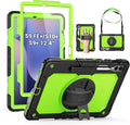SEYMAC Case for Samsung Galaxy Tab S10+ Plus 2024/S9 FE+/S9+ 12.4 2023 Heavy Duty Shockproof Protective Case With Screen Protector Stand Hand/Shoulder Strap and Pen Holder Green