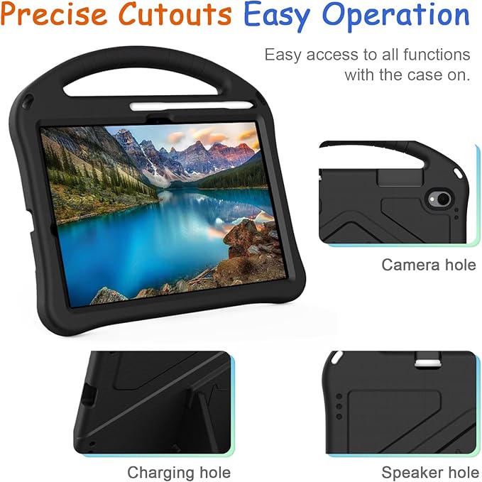 Kids Case for Samsung Galaxy Tab S11 2025 11 Tablet Techcircle Light Weight Shock Proof EVA Foam Handle Rugged Stand Protective Case Black