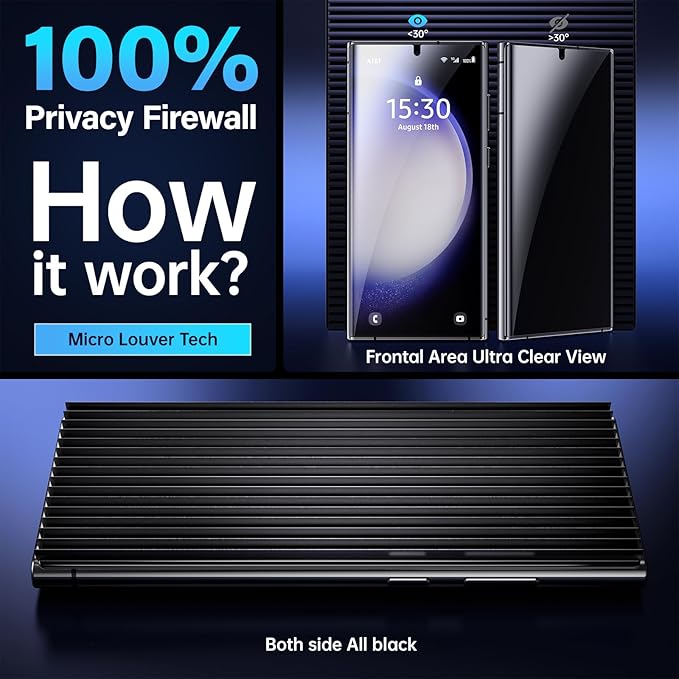 Uyiton for Samsung Galaxy S23 Ultra/S22 Ultra Privacy Screen Protector [Ultrasonic Fingerprint Support] [Bubble-Free] Anti-Spy 3D Curved Full Coverage Private Film [Not Glass] [2 Pack]