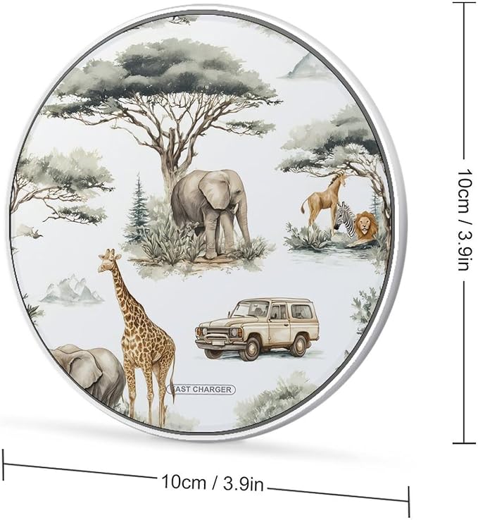African Wild Animal Hunting Phone Charger Magnetic Charging Pad Anti-Slip with USB Cable