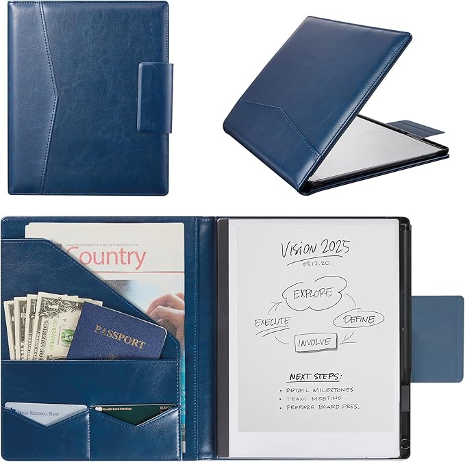 CoBak Premium PU Leather Case for 10.3 Remarkable 2 Tablet (2020) - Folder Design Slim Hard Shell with Pen HolderSapphire Blue