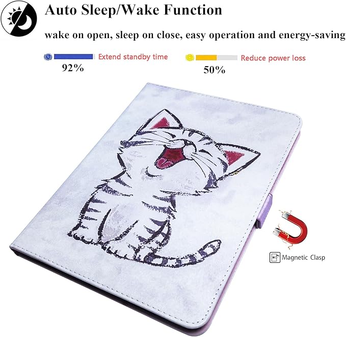 for iPad Air 11 inch Case M3 2025/M2 2024 &amp iPad Air 5th/4th Gen 10.9 &amp iPad Pro 11 inch Case 4th/3rd/2nd/1st Gen with Pencil Holder/Stand/Hand StrapAuto Wake/Sleep Cute Red-Billed Cat
