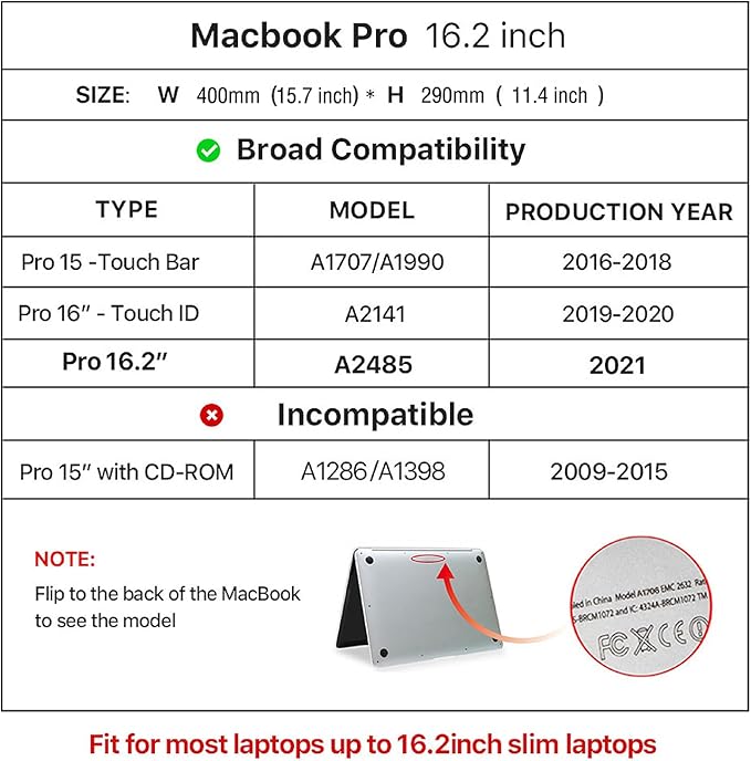 Top Grain Leather 16.2 Slim PC Sleeve Case Solid Vintage Design Handmade Compatible with MacBook Pro 16.2 A2485 M1 Max 15 Touch Bar A2141 A1707 Pro 16 Touch ID A1990 Brown 16.2 Inch