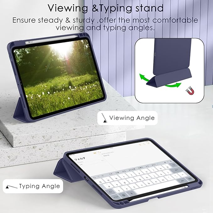 ZryXal iPad Pro 11 Inch Case (M5) 2025/ (M4) 2024 (Model: A2836/A2837/A3006) Trifold Stand Smart Cover with Pencil Holder and Soft TPU Back Auto Wake/Sleep (Dark Blue)