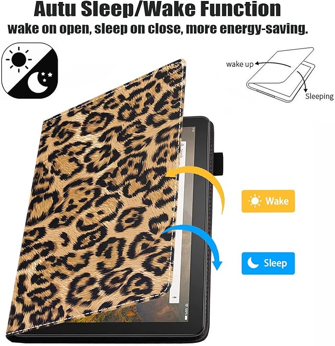 Case for All-New Kindle Fire HD 8/Fire HD 8 Plus Tablet (12th/10th Generation 2022/2020 Release) - PU Leather Stand Flip Cover with Card Slot &amp Pencil Holder Leopard Print