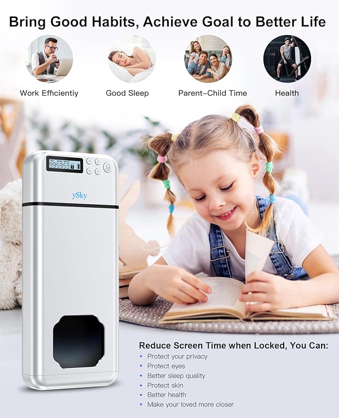 ySky Metal Phone Lock Box with TimerPortable Timed Phone Lock Box for iPhone and Android Phones Self-Control Timer Phone Locker to Help KidsStudents Adults Focus Back Phone Jail Box