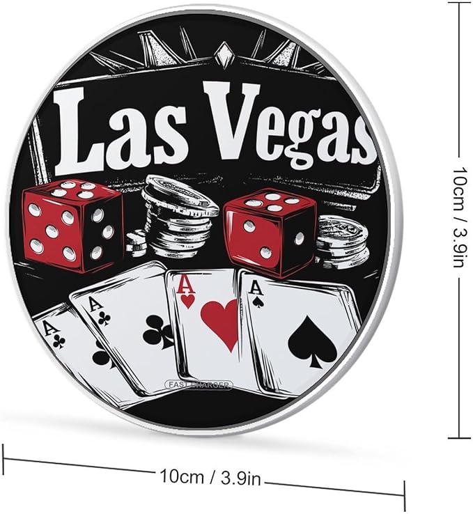 Las Vegas Nevada Dices Cards Phone Charger Magnetic Charging Pad Anti-Slip with USB Cable