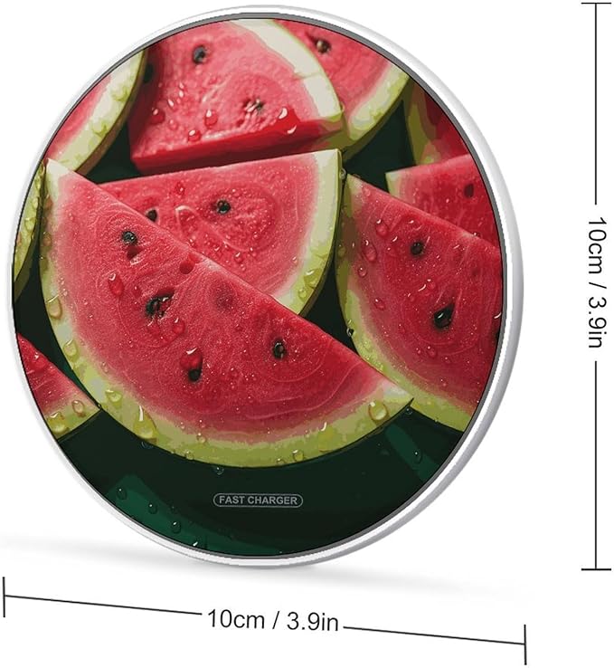 Watermelon Beautiful Wireless Charger Fast Wireless Charging Pad with USB Cable 10W Anti-Slip Magnetic Wireless Charger Portable Slim Charger Puck Travel Charging Station
