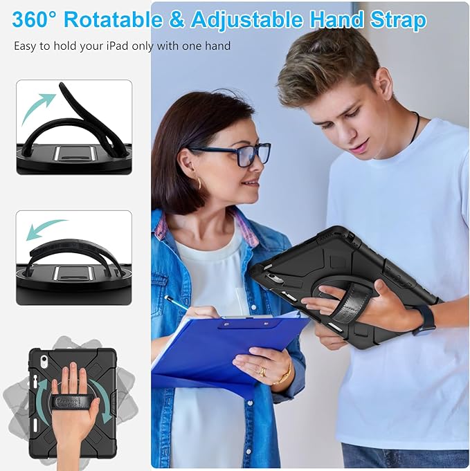Case for iPad (A16) 11th/10th Generation Case: Protective Cover for iPad 11th Gen 11 Inch 2025 &amp10th Gen 10.9 2022 with Screen Protector- Stand- Shoulder Strap- Handle- Pencil Holder