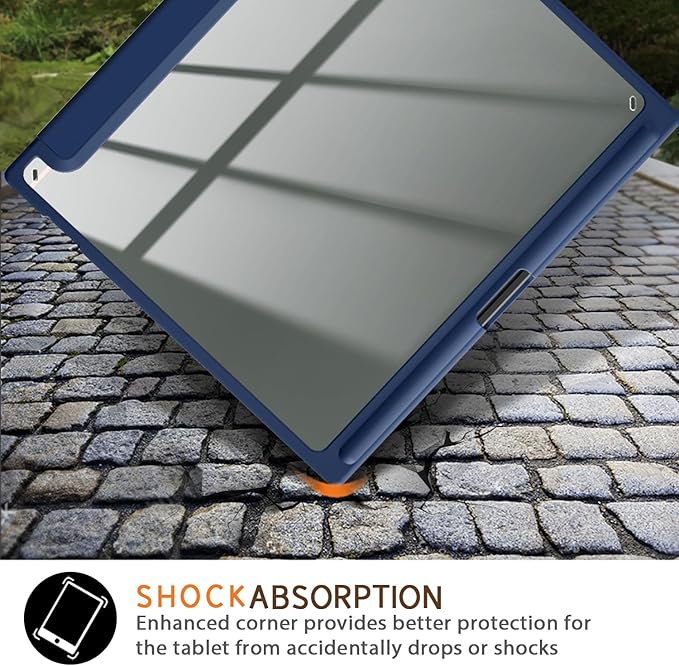 Case for BOOX Note Air 3 C and B/W E Ink Tablet 10.3 ePaperSlim Drop Protection Tri-Fold Cover with Hard Shell Transparent Back and Pen Holder Stand Cover with Auto Wake/SleepNavy