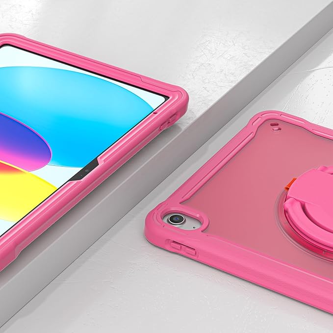 Batianda Ultimate Protective Case for New iPad 11th Generation 11 inch 2025 A16 Chip Sturdy Rugged Shockproof Silicone Tablet Cover with 360° Rotatable Ring Kickstand &amp Pencil Holder Pink