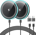 Wireless Charger 2Pack 6FT Samsung Magnetic Wireless Charger Fast Charging Pad with USB-C/A Ports for Samsung Galaxy S25 Ultra/S24 FE/S23 Ultra/S22/S21/Z Google Pixel 9-7 | Strong Magnet Technology