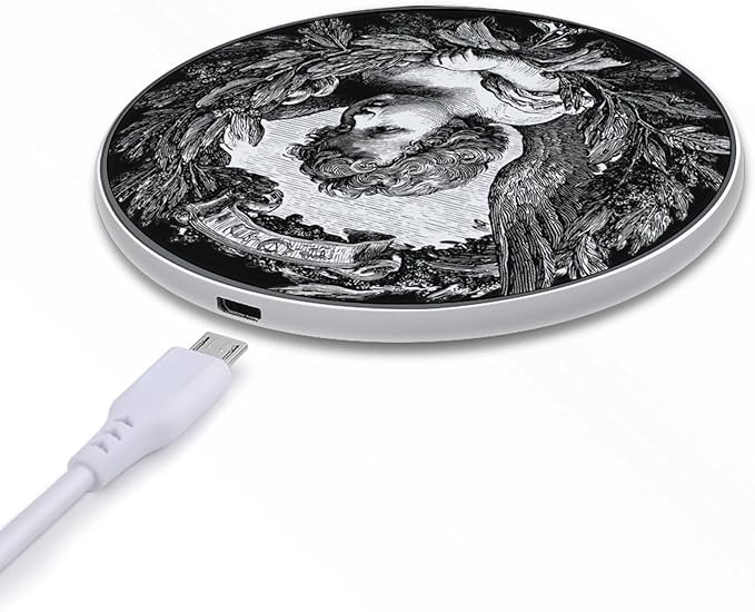 Vintage Cherubs Wreath Fast Portable Charger 10W Funny Graphic Phone Charging Pad with USB Cable