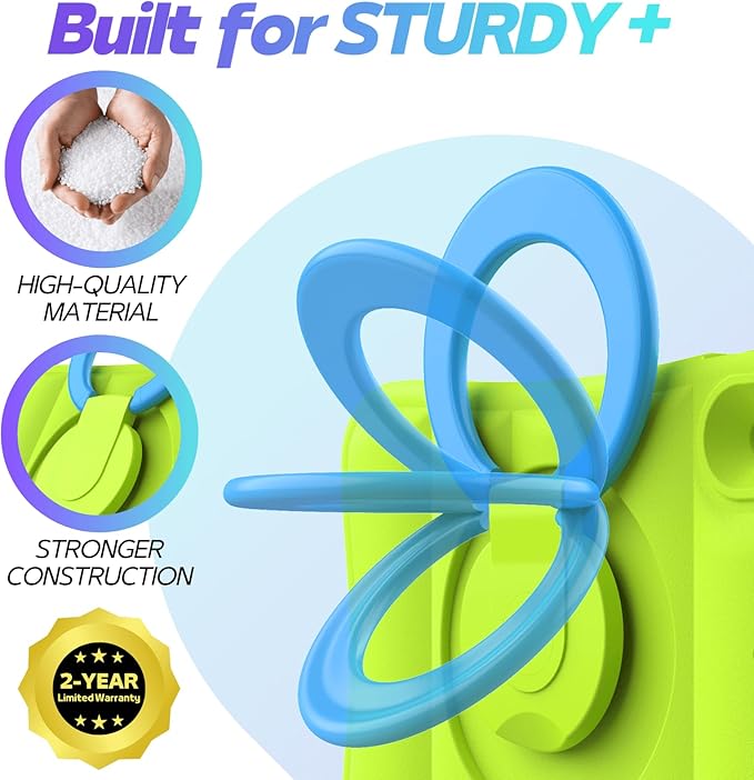 MRWHO Kids Case for iPad 9th 8th 7th Generation 10.2 inch – Sturdy Lightweight Flexible Shockproof Stand Handle Girls Boys Cover for iPad 9 8 7 Gen 2021/2020/2019 Green