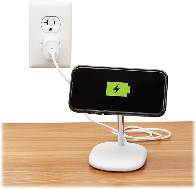 Eaton Tripp Lite Series Wireless Charger Stand 20W Magnetic Charging Stand MagSafe MFi Charging for Apple iPhone &amp AirPods Adjustable Stand 3ft Cable White 1-Year Warranty (U280MS-2N1-WH)
