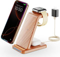 Wireless Charging Station 3 in 1 Wireless Charger Stand for Multiple Apple Devices Charging Dock for iPhone 16 15 14 13 12 11 Pro Max XS 8 Apple Watch 8 7 6 SE 5 4 3 2 3/2/Pro Wood