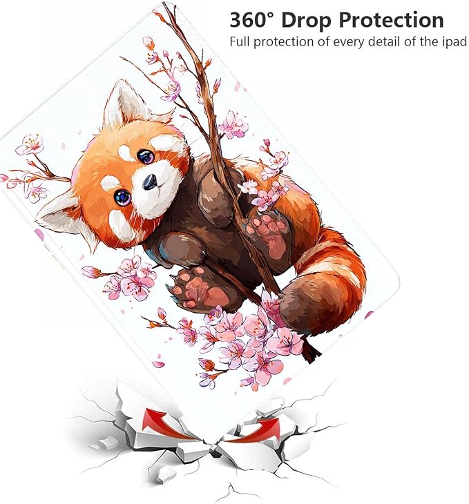 Case for Samsung Galaxy Tab A11+ / Tab A9+ 11 Inch 2025/2023Slim Protective LeatherAuto Wake/SleepAdjustable Viewing Angle Stand.Cherry Blossom Raccoon