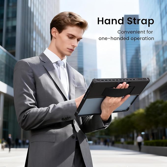 Omnpak for Microsoft Surface Pro 11/10/9 Case Rugged Protective Cover with Hand Strap Compatible with Type Cover Keyboard