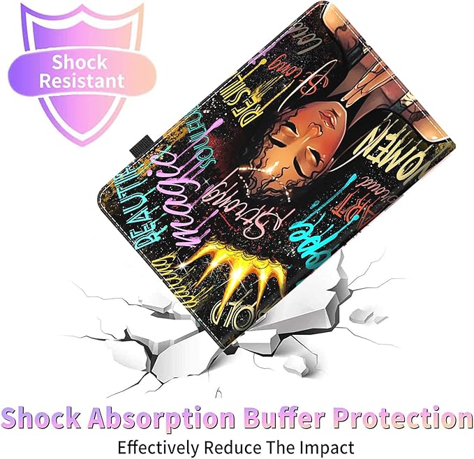 Case for All-New Amazon Kindle Fire HD 8 &amp 8 Plus Tablet (12th Generation/10th Generation 2022/2020 Release) 8Durable Shockproof Protective CoverAfrican American Women Afro Black Girl with Crow