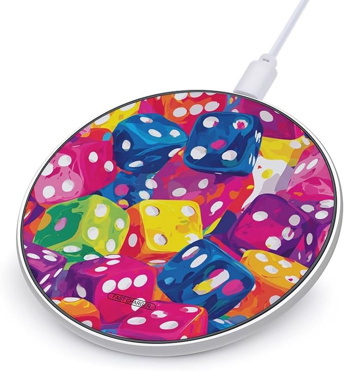 Colorful Dices Phone Charger Magnetic Charging Pad Anti-Slip with USB Cable