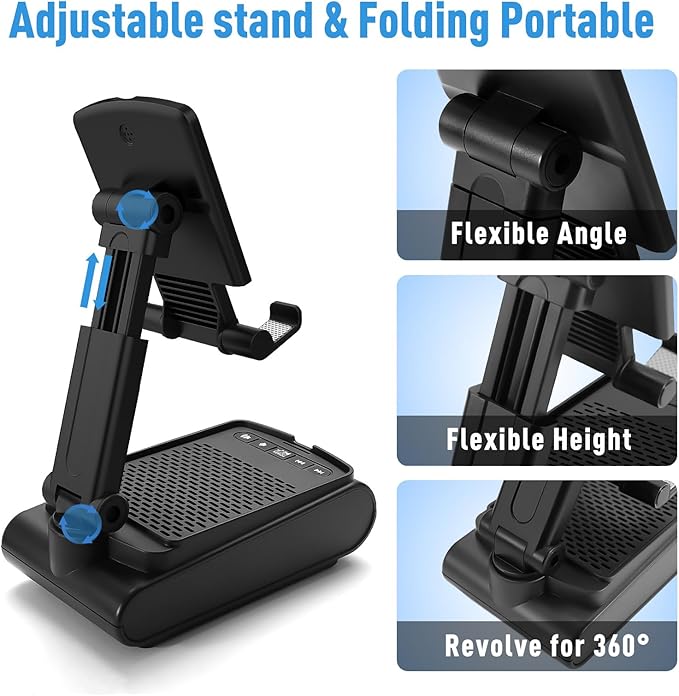 Birthday Gifts for Men Him Cell Phone Stand with Wireless Bluetooth Speaker and Charging Function 360° Rotable Angle Adjustable Unique Mens Gifts for Dad Husband Boyfriend Cool Gadgets for Men
