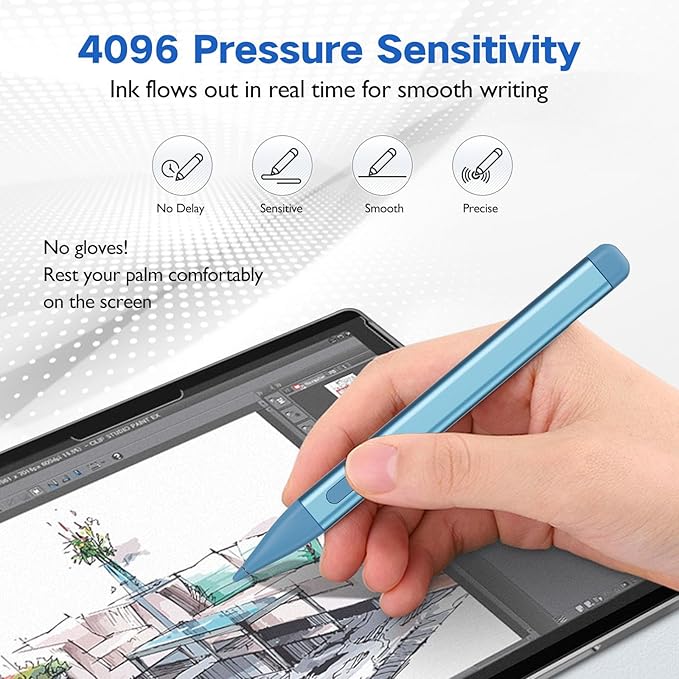 Slim Pen 2 for Microsoft Surface with 4096 Pressure Eraser &amp Right-Click Palm RejectionGraphite Nibfor Surface Pro 12/11/10/9/8/7/6/5/4/XSurface Go 4/3/2Book 3/2/1Laptop1-6Surface Studio 2