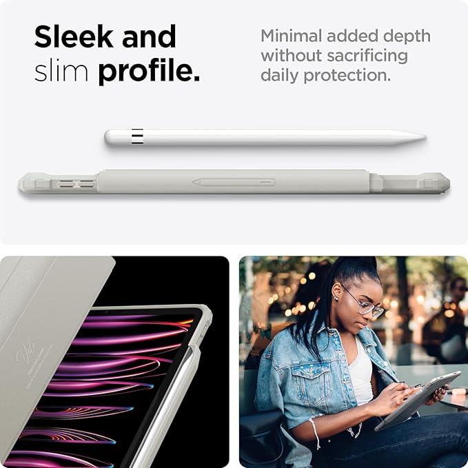 Spigen for iPad Pro 11 inch Case M2 4th Generation (2022) / 3rd (2021) / 2nd (2020) / 1st (2018) with Detachable Magnetic Cover Air Skin Pro Clear Transparent Back and Pencil Holder Gray