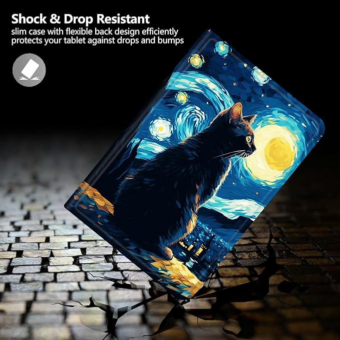 for iPad Air 13 Inch Case M2 2024Slim PU Leather Fold Stand Protective Cover Case with Auto Sleep/Wake for iPad Air 13 Inch M2 2024Cat On Starry Night