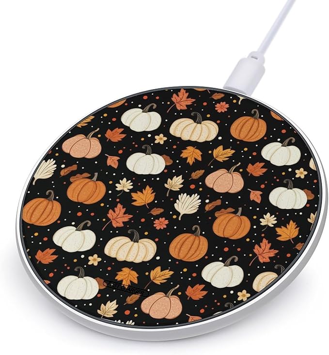 Fall Thanksgiving Pumpkins Wireless Charger Anti-Slip Wireless Charging Pad Slim Charger Mat for Men Women