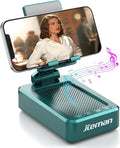 JTEMAN Cell Phone Stand with Wireless Bluetooth SpeakersAngle Adjustable Strong Pedestal Phone Stand for DeskHD Sound and Bass Bluetooth Speaker Compatible with All Mobile Phones(Green)