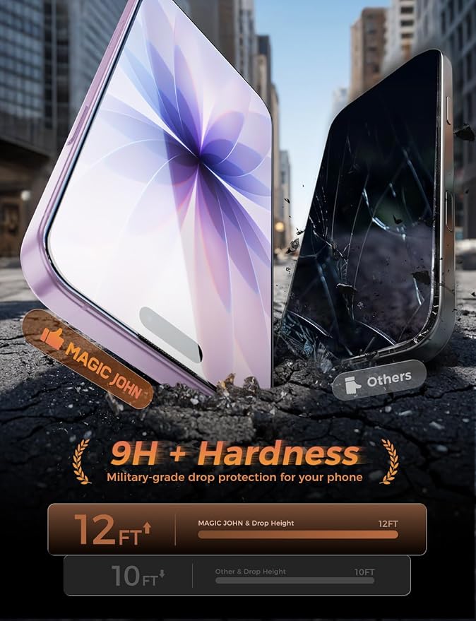 MAGIC JOHN 3rd Gen Upgraded for iPhone 17 Screen Protector 6.3 InchHD ClearShatterproof Tempered FilmAuto Dust-EliminationBubble FreeEasy Installation2 Pack