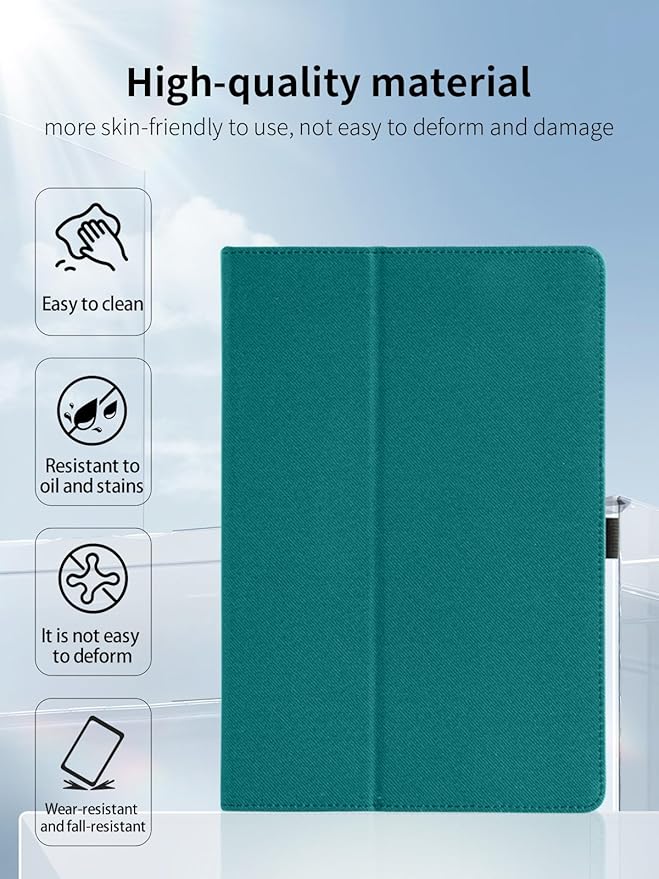 Case for Teclast T65 Tablet 13.4 inch Android 15 TabletsUYRUREL Leather Slim Folding Stand Cover with Hand Strap Magnet for Men Women Full ProtectionGreen.