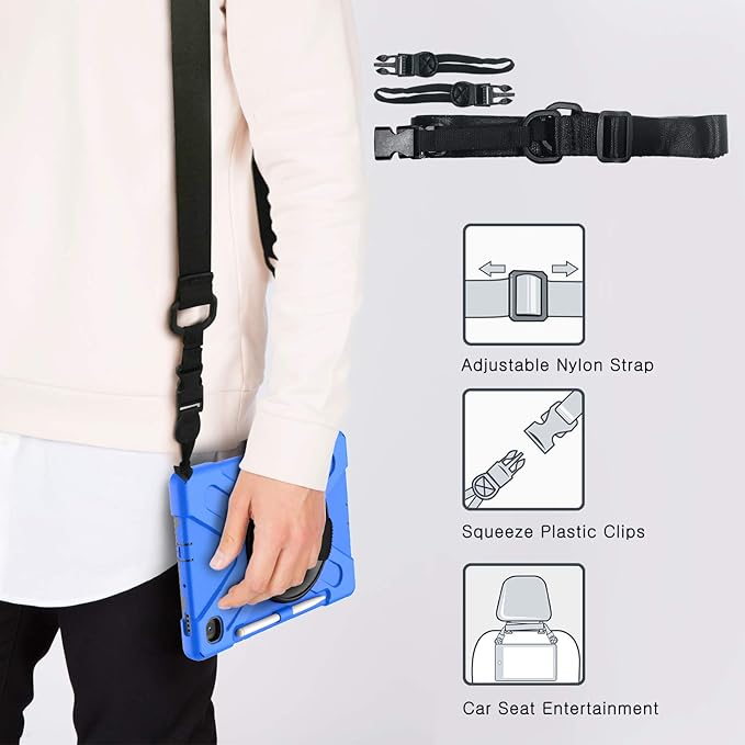 BRAECN for Samsung Galaxy Tab S6 lite Case 10.4 inch 2024/2022Rugged Shockproof Case with 360 Rotating Hand Strap&ampKickstand Shoulder Strap S Pen Holder for Samsung Galaxy Tab S6 Lite Tablet