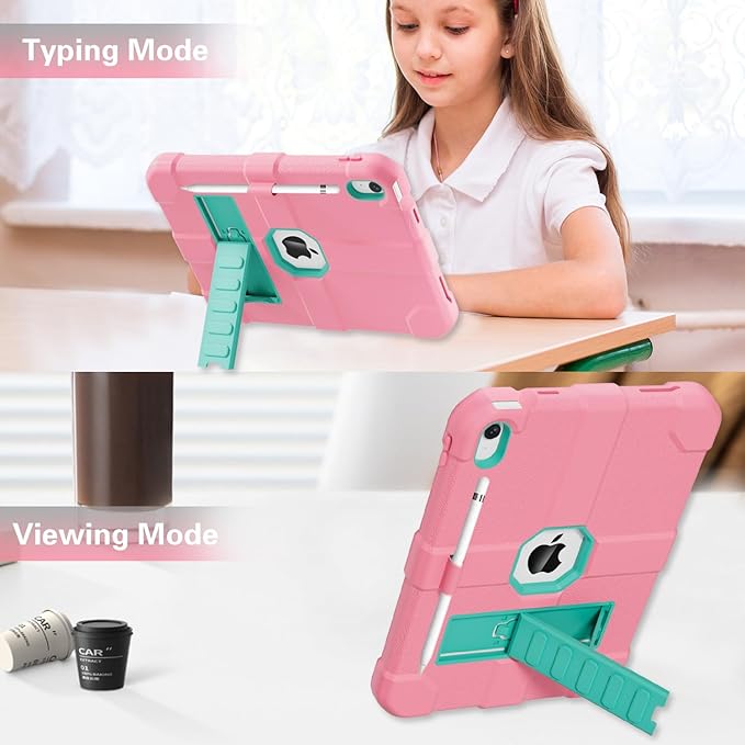 Case for iPad (A16) 11th Generation 11 Inch 2025 / iPad 10th Generation 10.9 Inch 2022 Rugged Heavy Duty Protective Cover [Built-in Pencil Holder ] for iPad 11/10 Gen (Powder)
