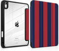 Case for iPad (A16) 11th Generation 11 inch 2025 /iPad 10th Gen 10.9 2022- Stripe Design Functional Protection with Clear Back Shell Magnetic Wake Sleep Trifold Stand Red Blue Stripes
