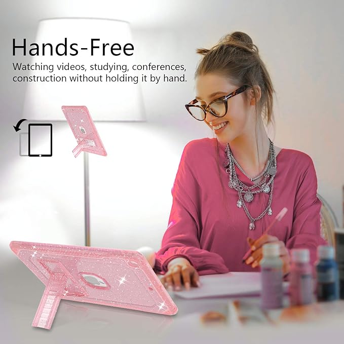 Case for iPad Air 2 Case for iPad 6th/5th Generation 2018/2017 for Apple iPad 9.7 inch with Screen Protector/StandClear Glitter Full-Body Coverage Slim Cover for Girls Women - Pink