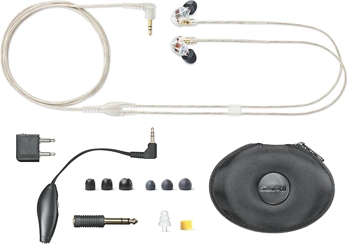 Shure SE535-CL Professional Sound Isolating Earphones High Definition Sound + Natural Bass Three Drivers in-Ear Fit Detachable Cable Durable Quality - Clear