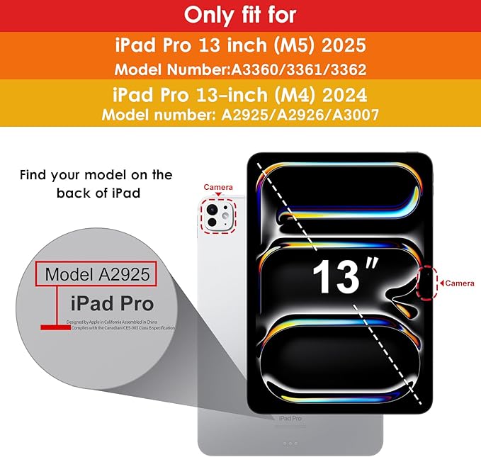 VIKESI Case for iPad Pro 13-inch M5 or M4 Released in 2025 or 2024 Leather Stand Cover with Apple Pencil Holder Auto Wake/Sleep Multiple Viewing Angles Built in Hand Strap &amp PocketBright Red