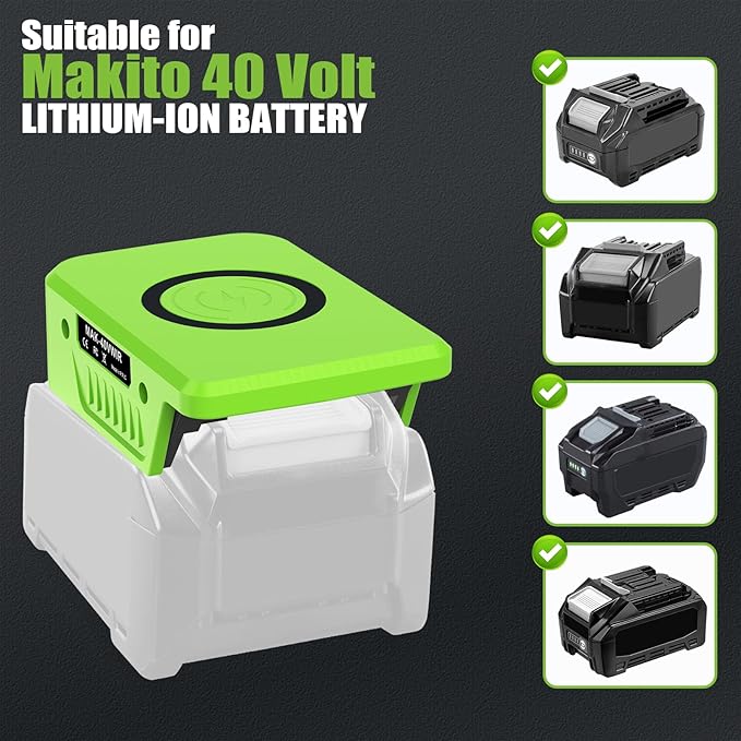 Wireless Charger for Makita 40V Battery L4040 BL402515W Max Wireless Charging Adapter with USB &amp Type C PortsTool Battery Phone Charger for Workshop Camping Outdoor