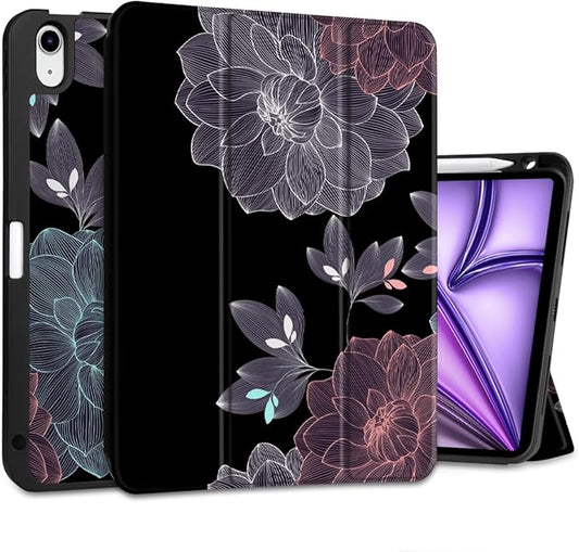 DONGKE for iPad Air 11 Inch Case M4 2026 / M3 2025 / M2 2024 &amp iPad Air 5th 2022 / 4th Gen 2020 10.9 Inch Ultra Thin Soft TPU Back Cover with Pencil Holder Support Auto Wake/Sleep Elegant Flower