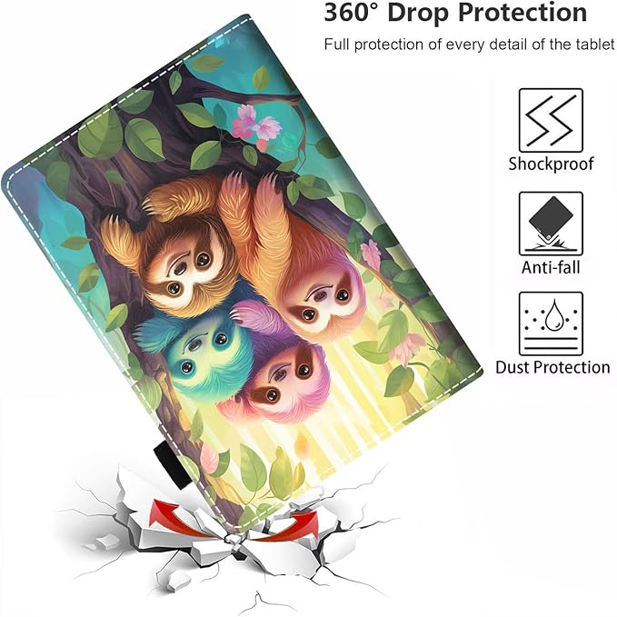 Case for All-New Amazon Fire HD 10 &amp 10 Plus Tablet 10.1 (13th/11th Generation 2023/2021 Release) Slim PU Leather Stand Cover with Card Slot &amp Auto Wake/Sleep - Cute Sloth