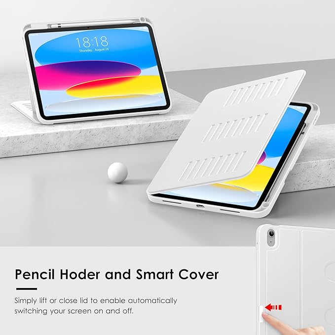 VIKESI Case for iPad (A16) 11-inch 2025 and iPad 10th/11th Generation 10.9 Inch 2022Multiple Angles Magnetic Stand CoverShockproof BackPencil Holderand Auto Sleep/WakeWhite