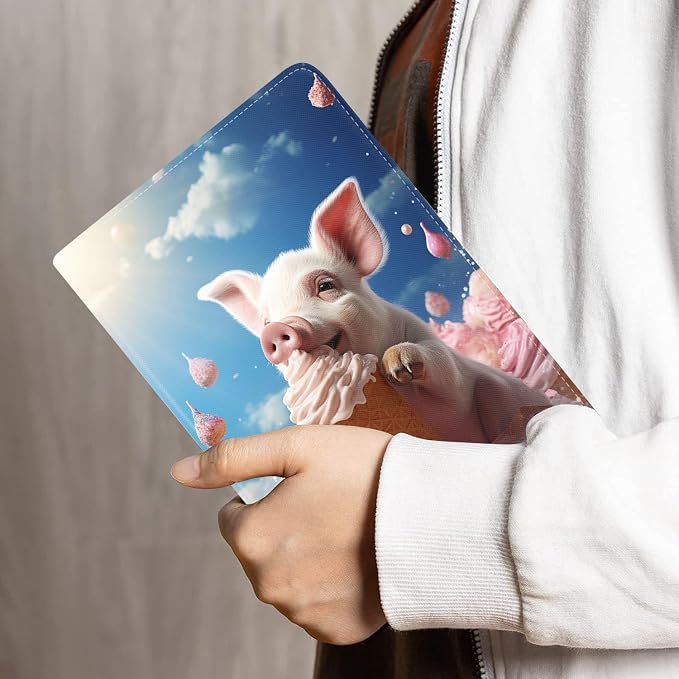 Cute Pig Eating Ice Cream