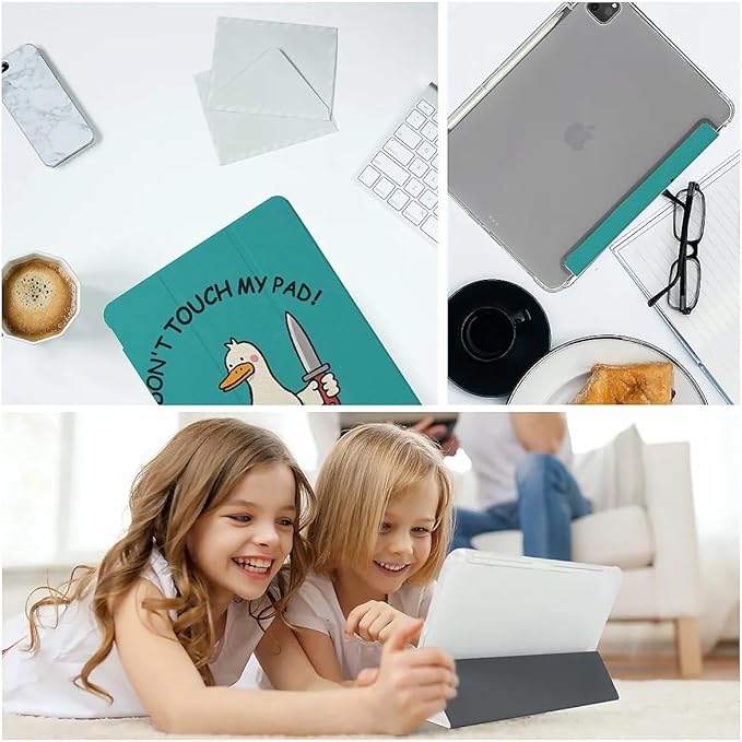 Funny Duck Case Compatible with iPad 9th 8th 7th Generation 10.9 Inch 2021/2019/2018Funny Cover with Trifold Stand + Pencil Holder for Boys GirlsiPad Pro 11inch 2024