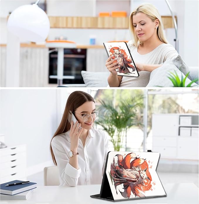 Case for All-New Amazon Fire HD 10 and 10 Plus Tablet (13th/11th Generation 2023/2021 Release) 10.1 - Slim Fit Standing Cover with Auto Sleep/WakeAnime Japanese Kitsune
