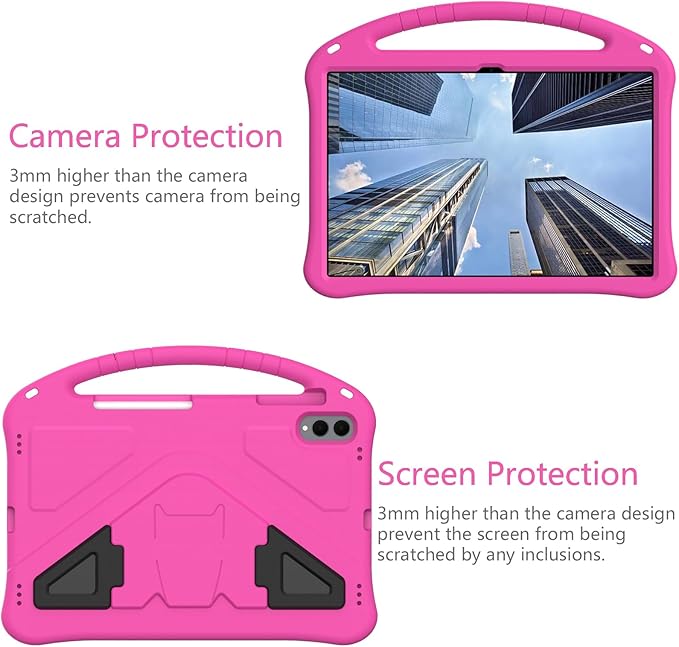 for Galaxy Tab S11 Ultra 14.6 inch Case Kids 2025 with Strap EVA Stand Kickstand Cover for Samsung S11 Ultra Tablet Case 14.6'' (Rose)
