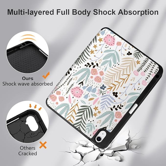 DONGKE for iPad Air 11 Inch Case M4 2026 / M3 2025 / M2 2024 &amp iPad Air 5th 2022 / 4th Gen 2020 10.9 Inch Ultra Thin Soft TPU Back Cover with Pencil Holder Support Auto Wake/Sleep Small Cute Flo