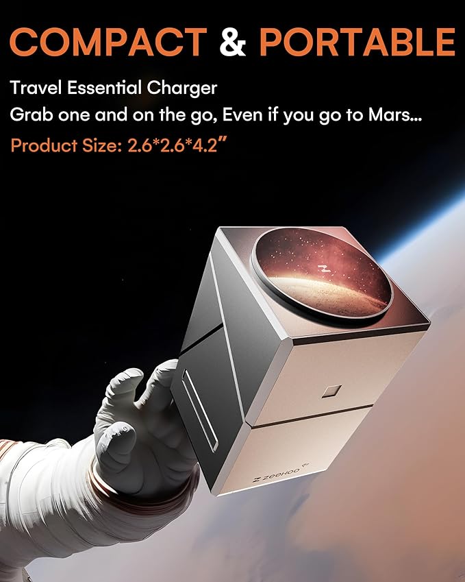 ZEEHOO 3 in 1 Charging Station for Apple Mag-Safe for iPhone Charger Qi2 Certified Rotating Wireless Charger Stand for iPhone 171615141312 Series Apple Watch AirPods (USB-C Charger Included)